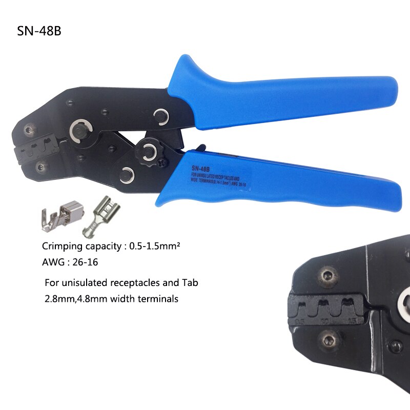 Draadkrimptang sn -48b/28b/01bm/02bm hoge precisie klem awg 0.08-0.5 mm 2/0.25-1 mm 2 xh2.54 ph2.0 multitool krimptang