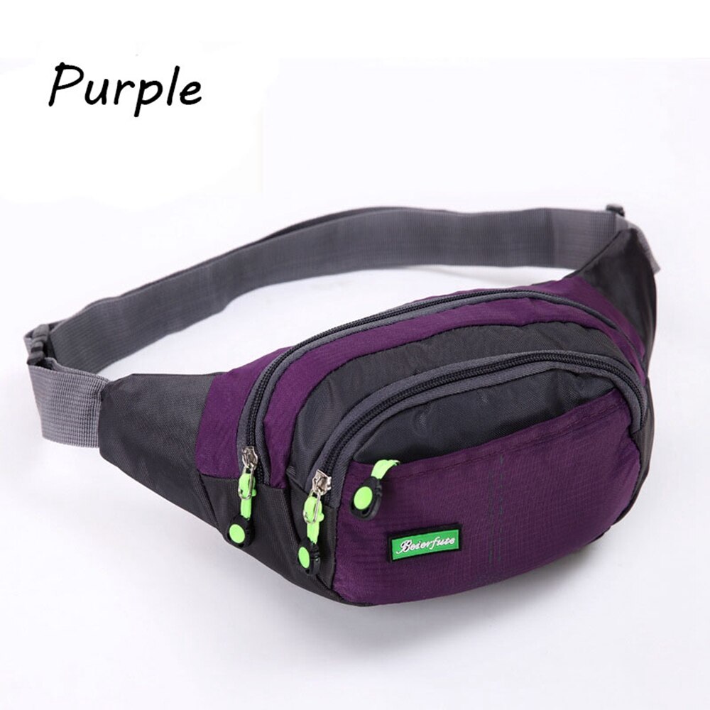 Men Women Travel Bum Bag Fanny Pack Waist Bag Zipped Outdoor Sports Shoulder Bag Pouch Waist Packs Ladies Waist Pack: Purple