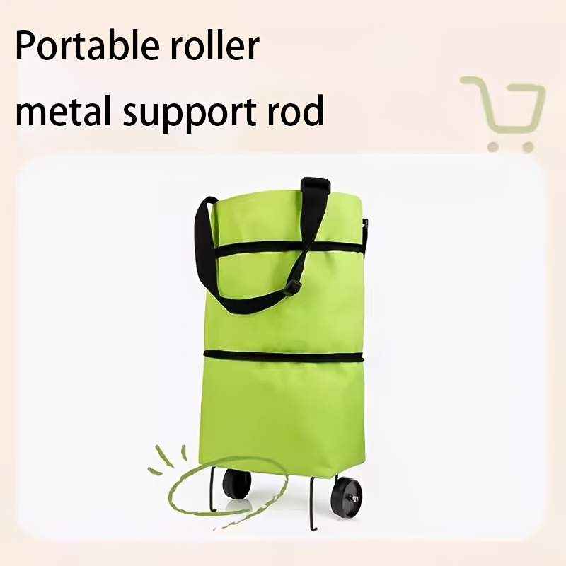 Foldable Shopping Bag with Wheels Trolley Basket Small Pull Cart Home Utility Retractable Tug Supermarket Grocery Shopping Cart
