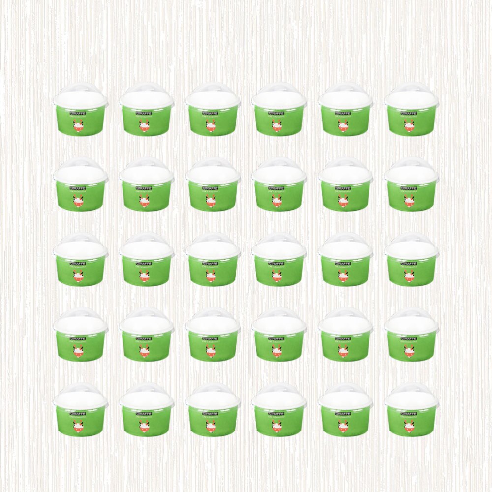 100 stuks 85/200ml wegwerp ijsbekers, papieren bekertjes met halve bolvormige deksel, desserttaartbekertje (blauw)