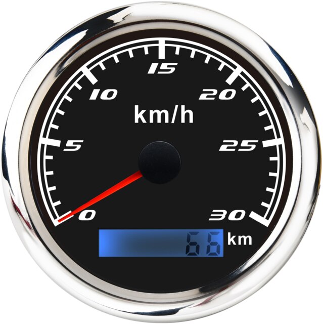 Tachimetro GPS per moto 85mm indicatore di velocità digitale 30 60 120 KM/H per barca marina auto ATV camion contachilometri accessori Camper Camper: Black Silver 30MPH