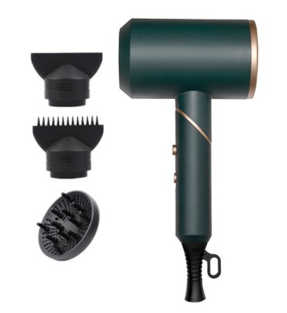 Hair Dryer Negative Ionic Blow 2000W Dryer Cold Wind Air Brush Hairdryer Strong Power Dryer Salon Style Tool: Fold Green / US