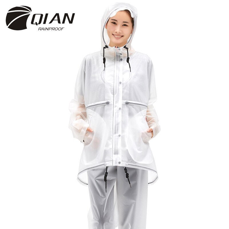 QIAN Impermeable Women's Raincoat Eco-friendly TPU Bicycle Rain Coat Waterproof Jacket for Women/Men Hiking Rain Gear Men's Coat