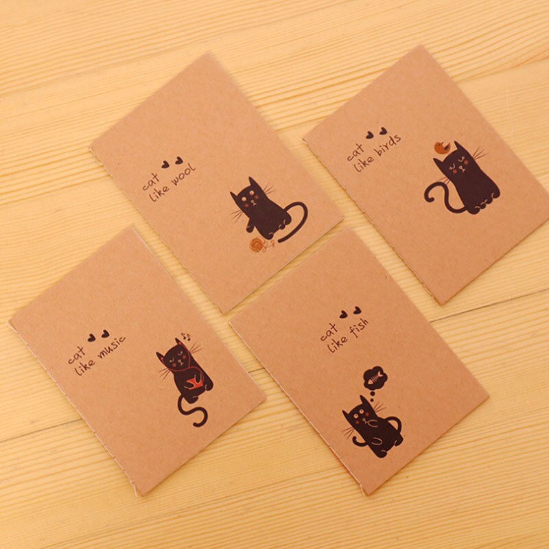 4pcs/lot Graffiti Cute Cartoon Kids Small Writing Craft Paper Blank Notebook Diy Handwritten sketches Painting School Office: Cat