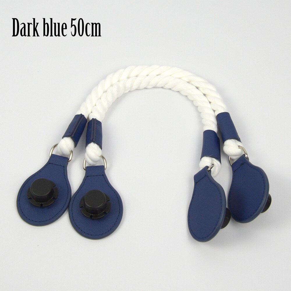 1 paar lange korte zachte witte henneptouw handgrepen met druppels voor o bag obag dames handtas klassieke mini chique stad stedelijke tas: Blauwe korte