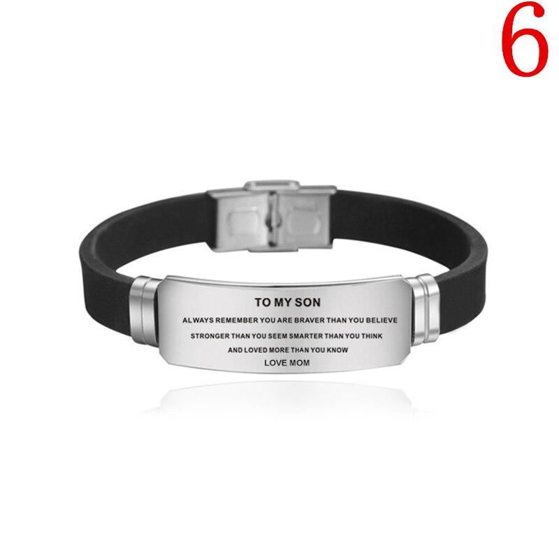 Inspirational Bracelets Engraved, to My Son, Stainless Steel Silicone Bracelets , Son Bracelet from Mom Dad: 6