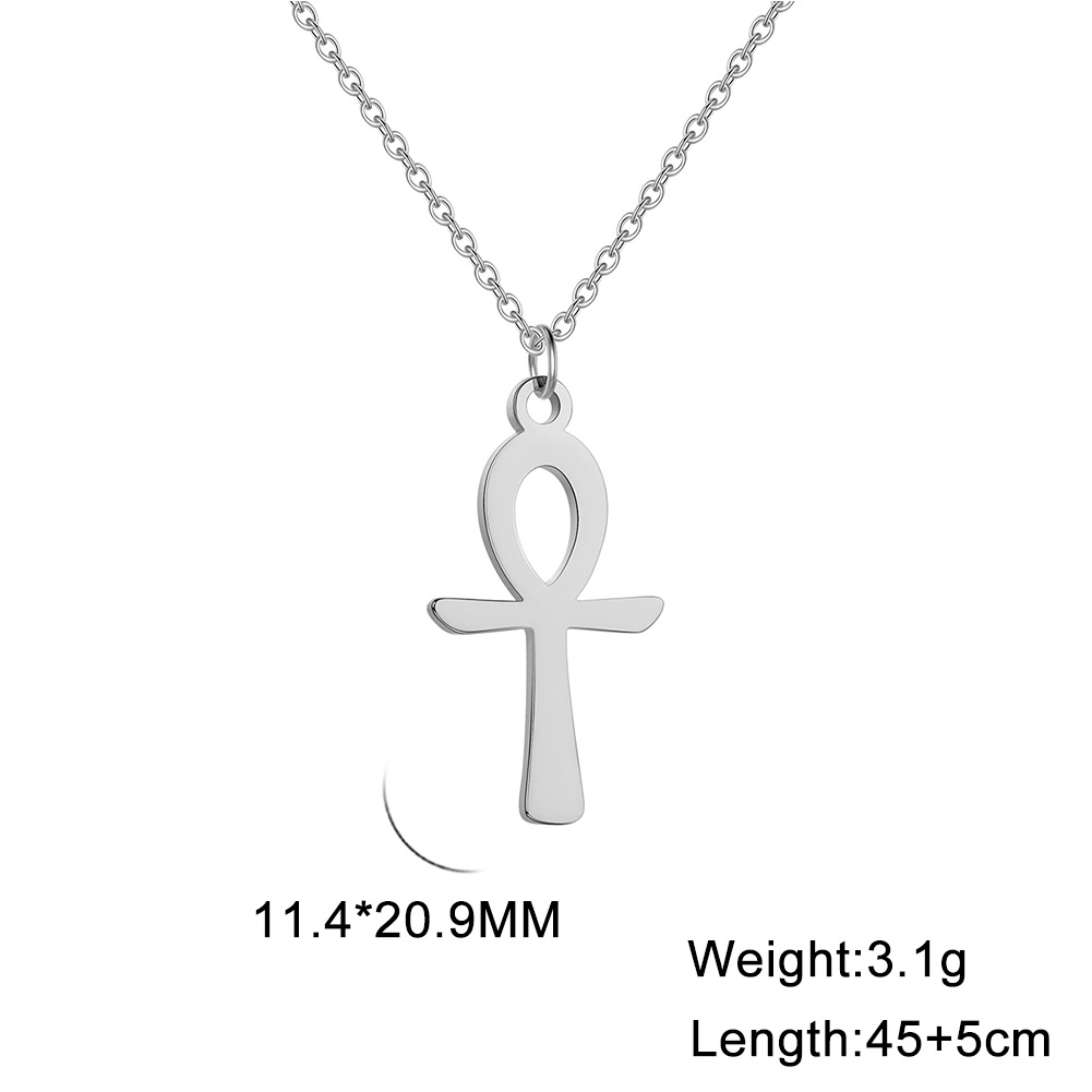 Lucktune Ankh Cruz amuleto egipcio collar de acero inoxidable llave de la vida símbolo crucifijo colgante collar mujeres joyería religiosa: Color amarillo dorado claro