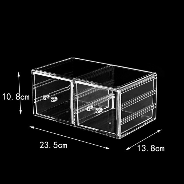 Drawers Makeup Organizer With Lid Clear Jewelry Storage Box Large Storage Case Clear/Transparent Desk Organizer: 2
