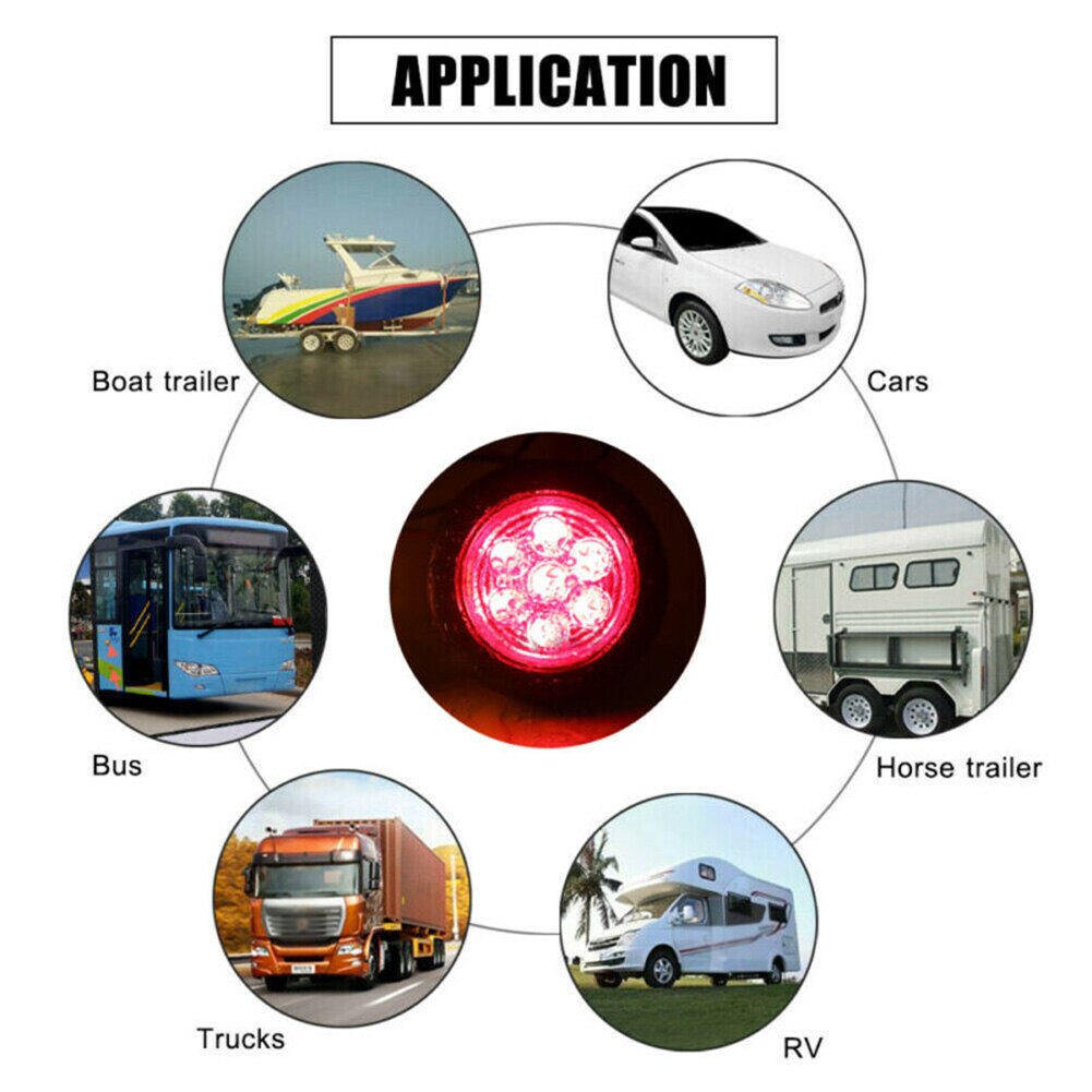 24V Light Light 4X Red Inch Round Trailer Side Clearance Duable Protable