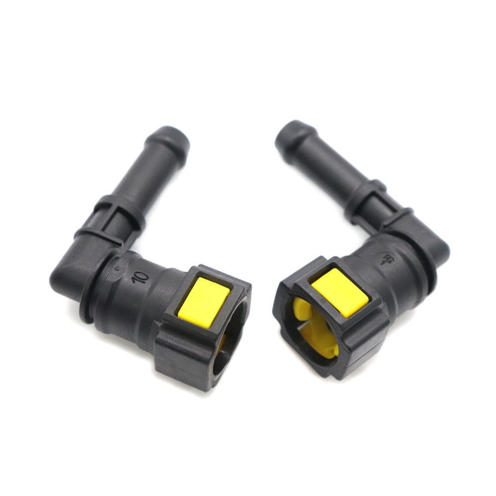 XUAN 2pcs 10mm D10 90 degree Fuel Line Quick Connector Fuel Quick Fittings Female Connector Car Accessories