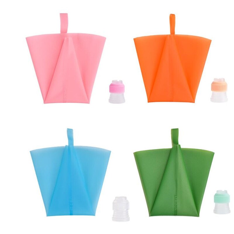 4Pcs Icing Piping Tips En 1 Adapter 1 Siliconen Pastry Tassen Cake Rvs Tulp Icing Nozzle Converter Decorating tool