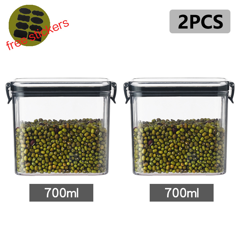 Stackable Kitchen Sealed Jar, Plastic Food Storage Box, Multigrain Tank Bottle, Dried Fruit Tea Containers, 460-1800ml Sets: Brown