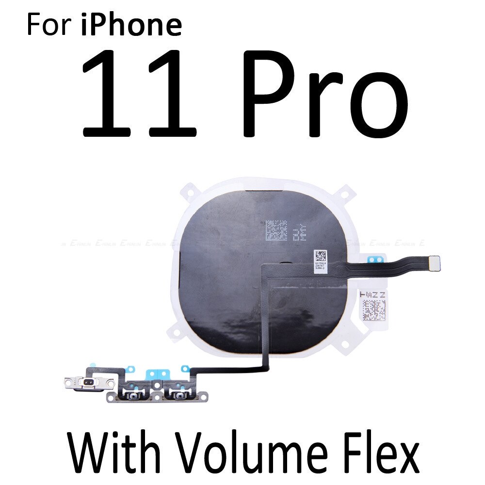 Puce NFC pour iPhone X XR XS 11 Pro Max sans fil chargeur panneau bobine autocollant avec bouton de Volume câble flexible: With Volume 11 Pro