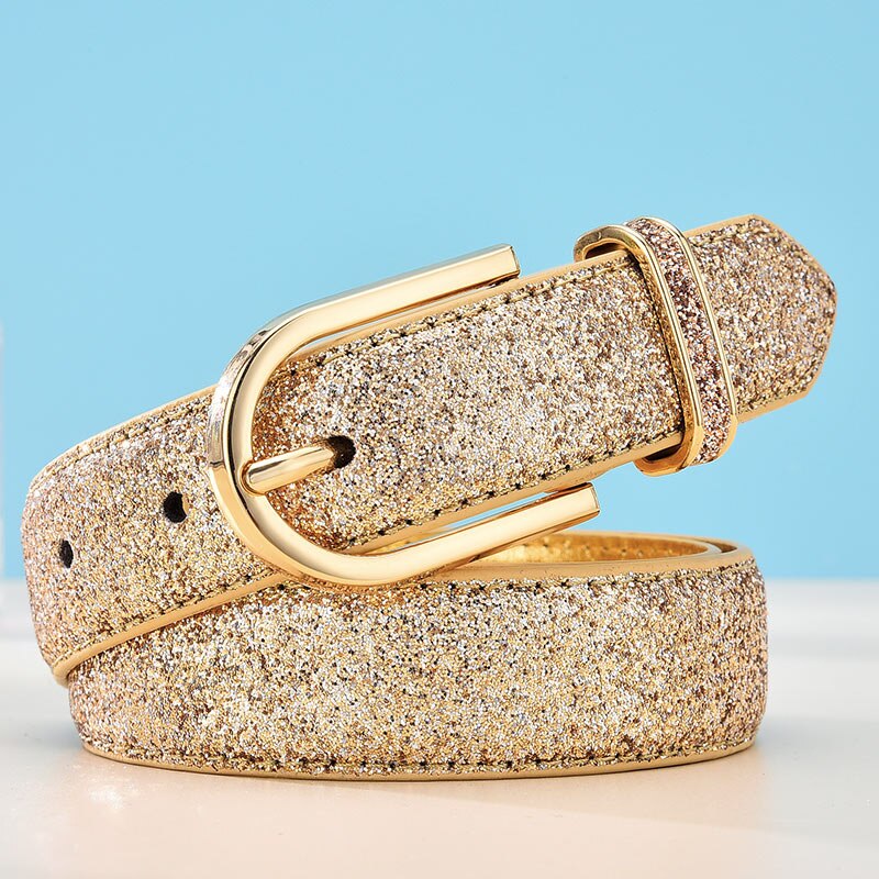 Ceinture de smoking, en PU, à paillettes pour femme, en faux cuir, à la , or ou argent, de bonne: Gold / 80cm