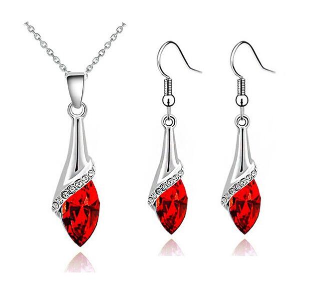 Angel Eye Water Kristallen Hanger Ketting Earring Mode-sieraden Set Brithday Girl Lover Bitheday Zomer Strand: red