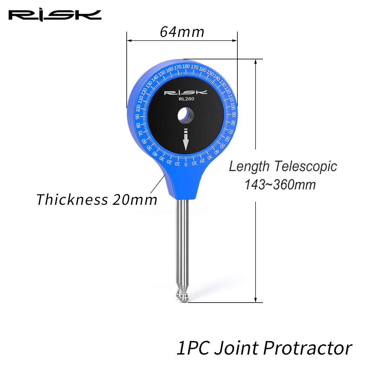 Fahrrad Radfahren Teleskop Winkelmesser Winkelmesser Lineal Goniometer 360° ° 36 cm Fahrradverschraubung Gelenk Winkelmesser Reiten Messwerkzeug: WEISS