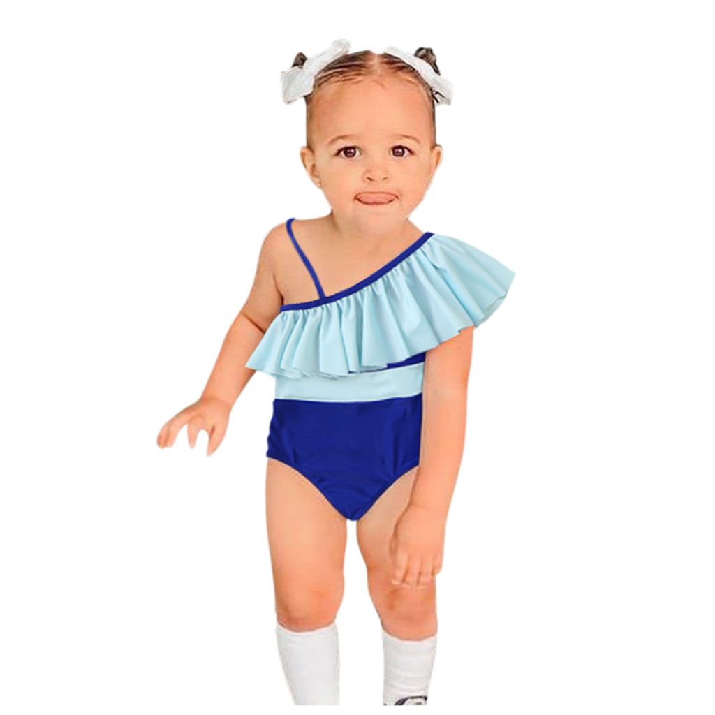 Trajes de baño de una pieza para niñas, trajes de baño de piña para niñas, trajes de baño de verano , trajes de baño para la playa # D: Azul / 120