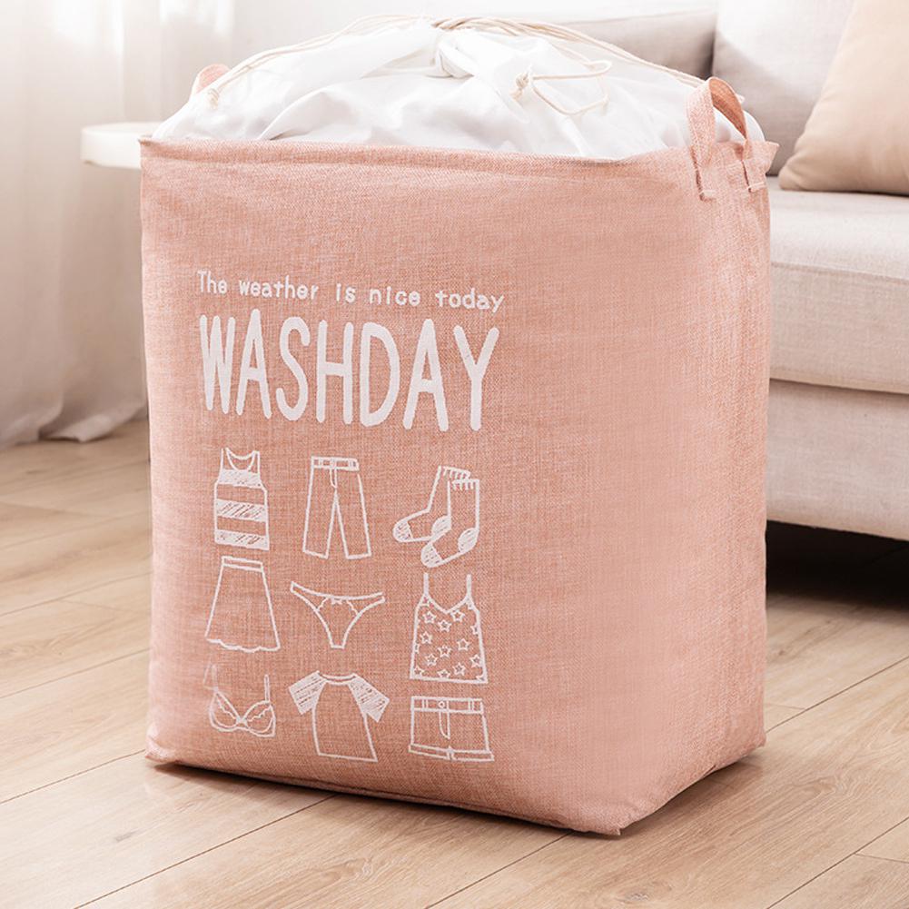 Vaskespand stor kapacitet snavstøj arrangør vasketøjskurv opbevaringstaske brevprint hjemmebrug: Lyserød