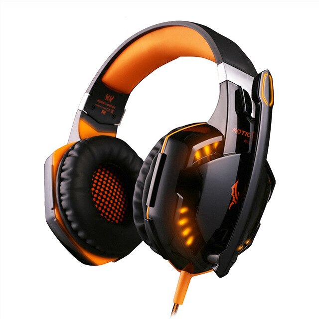 Gaming headset stereo gamer hoofdtelefoon met microfoon oortelefoon verstelbare gamer bedraad usb voor  ps4 xbox pc laptop gamer: Oranje