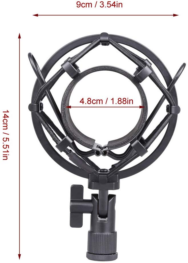 Universal 50MM Microphone Shock Mount for 48MM-54mm Diameter Condenser Mic (Black)