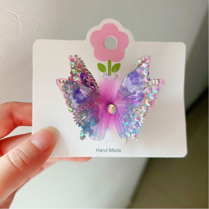 Pinza de pelo de mariposa de actividad creativa para mujeres y niñas, pinzas para el pelo de mariposa con gradiente de diamantes de imitación exquisitos, accesorios bonitos para el cabello: verde