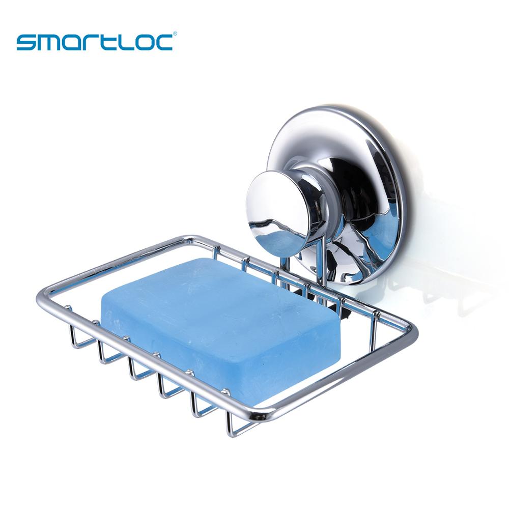 smartloc Vacuum Suction Iron Wall Mounted Soap Dish Drain Dispenser Bathroom Accessories Organizer Bath Shower Storage Container