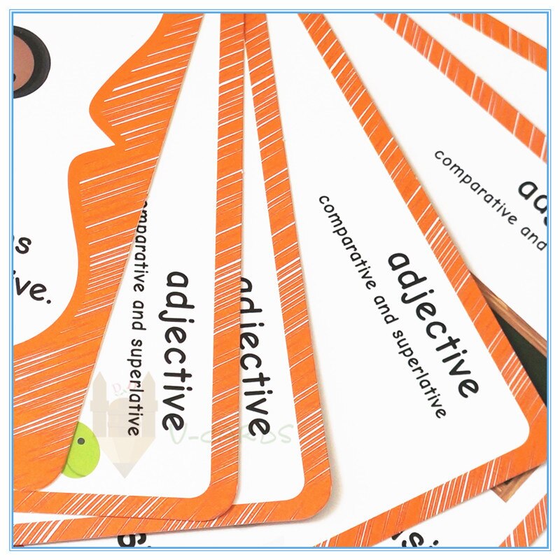 16 Groups 48 Words Comparative Adjective English Learning Cards for Preschool Children Early Educational Teaching Aids Word Card