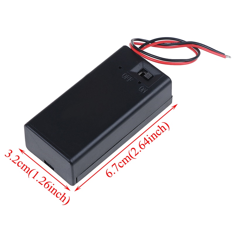 1/2pcs 9v battery storage box plastic box battery holder with lid and switch black plastic 6.7x3.2x2.1cm