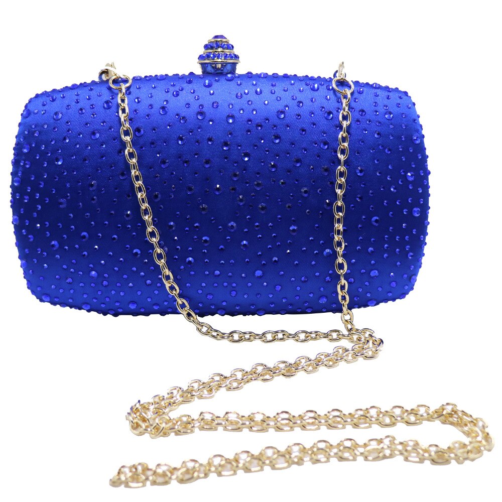 Vrouwen Royal Blue Harde Box Clutch Avondtassen Met Sparkle Crystal Diamonds Voor Dames Harde Koppelingen Doos Crystal Avond tas