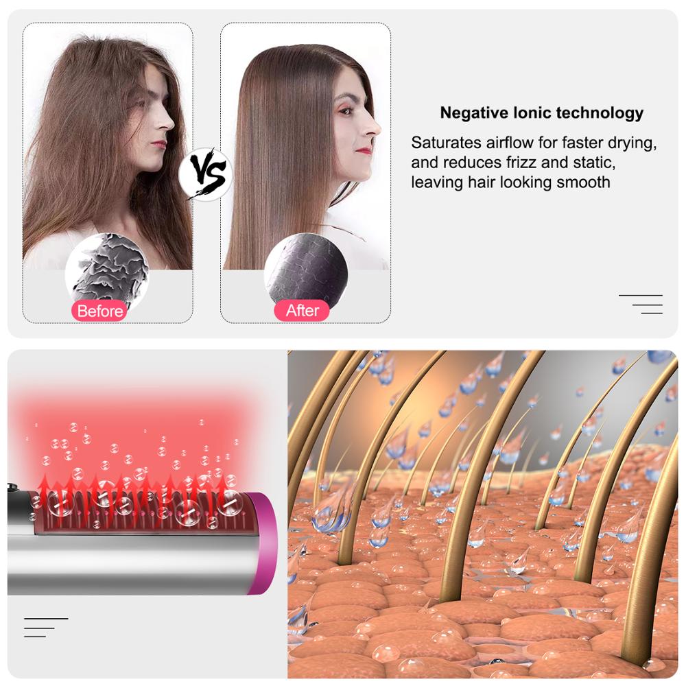 Air Hair Dryer Brush 3 in 1 Hair Blow Dryer Straightener Volumizer Negative Ion Styler Comb Kit for Wet Dry Hair