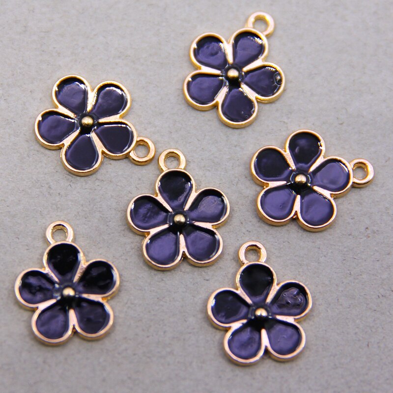 6 Stuks 14*17Mm Leuke Tiny Enamel Flower Charms Kettingen Oorbellen Maken Accessoires Alloy Plant Diy Hangers Sieraden bevindingen: 6pcs color 3