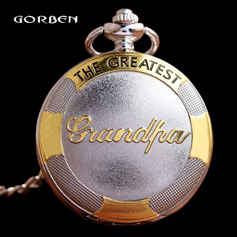 Luxe zilveren gouden quartz zakhorloge opa zakhorloges met ketting voor heren opa kerst relogio de bolso