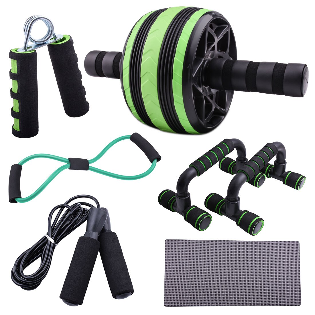 AB Wheel Roller Kit with Push-UP Bar Hand Grip Jump Rope and Knee Pad Abdominal Training Equipment for Home Exercise Workout
