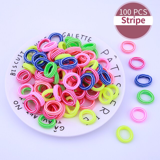 100pcs bebê meninas colorido pequeno elástico faixas de cabelo crianças titular rabo de cavalo faixa de borracha mini acessórios de cabelo: SFS0005
