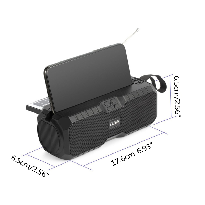 W3jb kabellose solarlautsprecher, staubdicht, wiederaufladbar, mit lithium-akku, bassverstärkung, soundbars, handyhalterung und fm-radio.