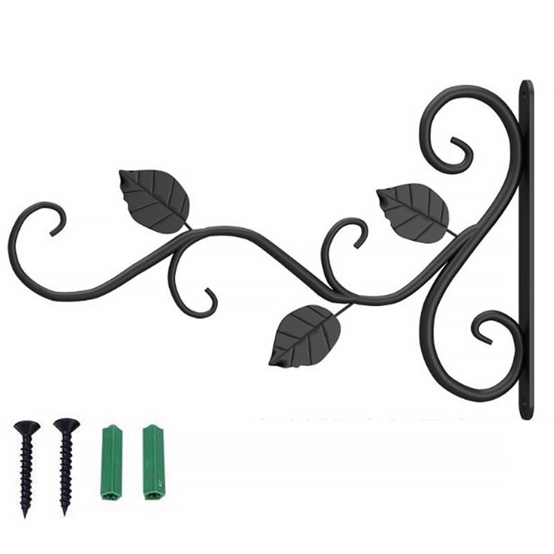 Wall-mounted Iron Basket Hook Hanger Plant Flower Pot Hanging Bracket Metal Stand Wall Decoration Dropping: Black