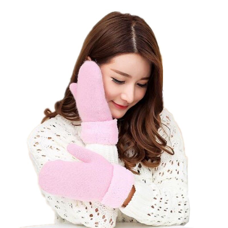 Sparsil Frauen Volle Finger Wolle Warme Handschuhe Winter Verdicken Kalt-beweis Plüsch Handschuhe 2 Schicht Gestrickte Handschuh Weibliche Herbst guantes