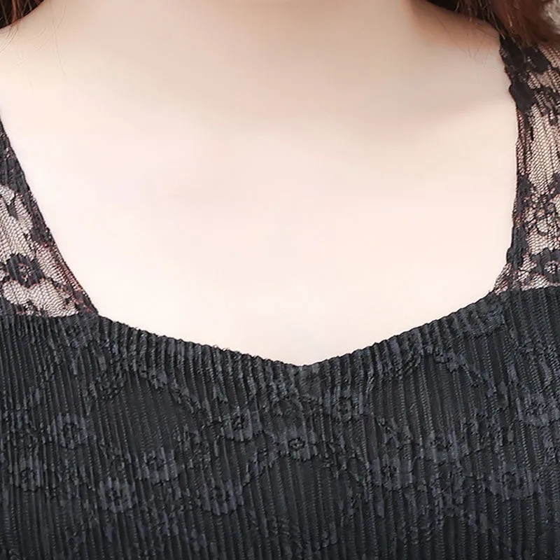 Hochwertiges kleid Rosa 2023 Frühling und Herbst Damen Langarm neue beliebte schwarze französische Mesh Spitze langes Kleid elastisch