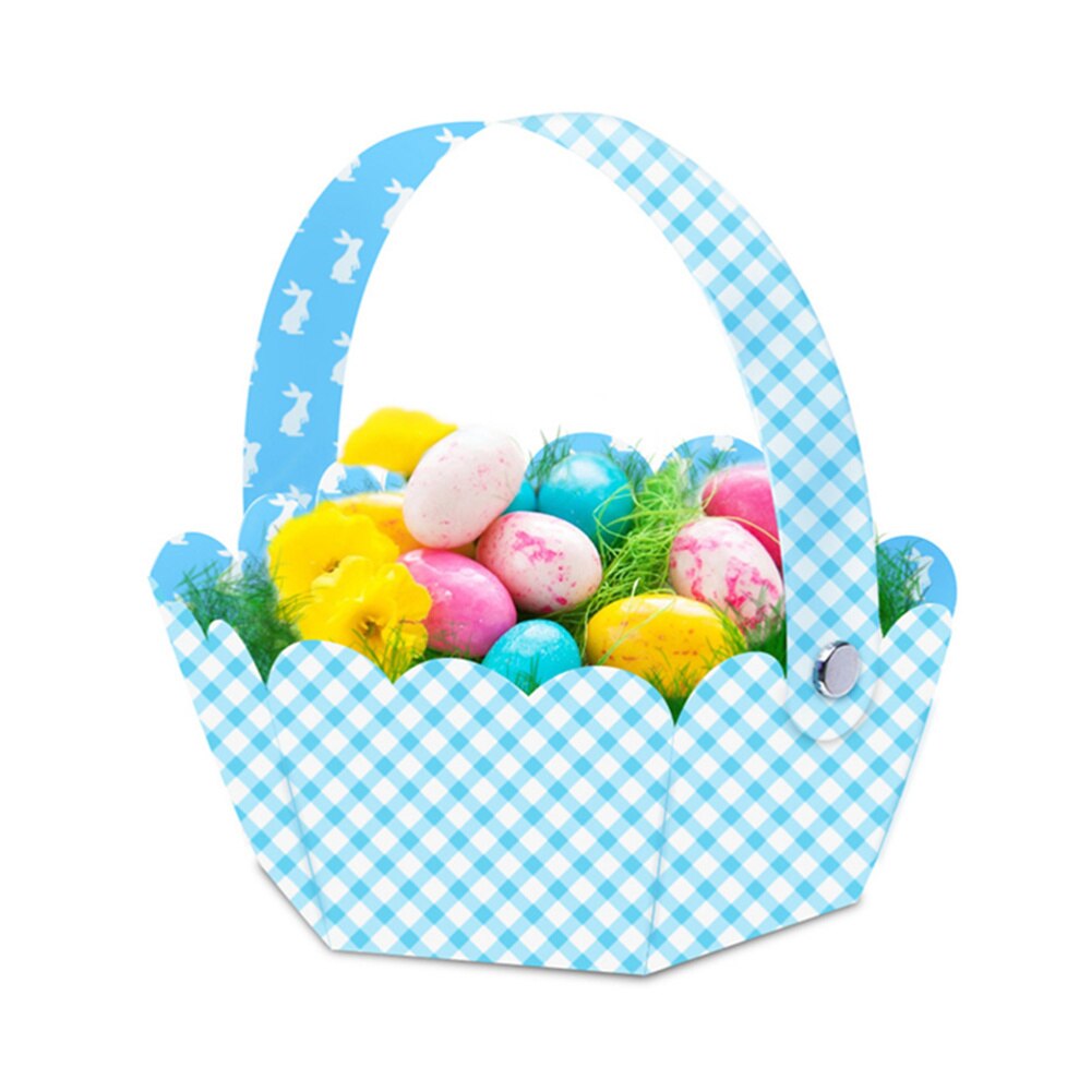 12pcs DIY Easter Bag Rabbit Egg Handbag Storage Basket With Nails Cookies Packing Bags Happy Easter Decoration