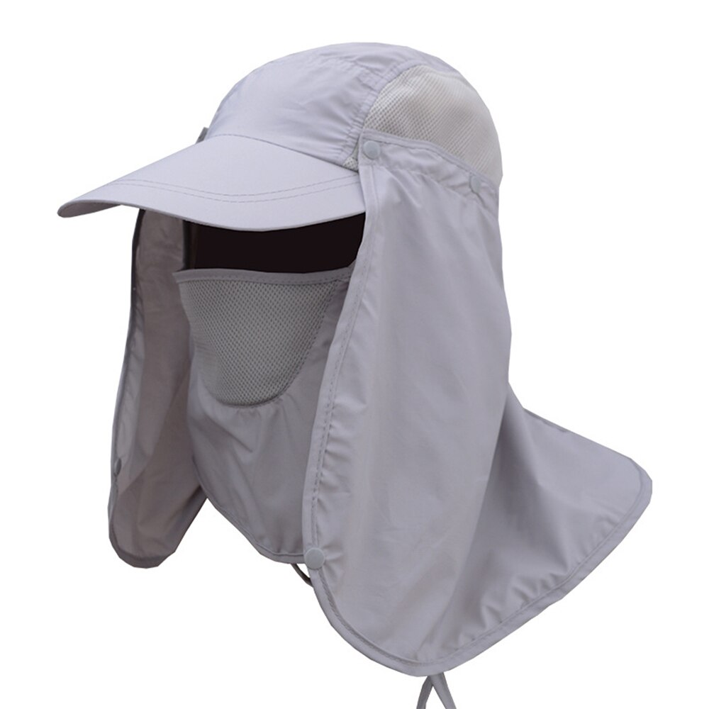 Zon Caps Flap Hoeden 360 Graden Solar Uv Bescherming Zonnehoed Zomer Mannen Vrouwen Zonneklep Cap Vouwen Verwisselbare Nek gezichtsmasker Hoofd: Light Grey