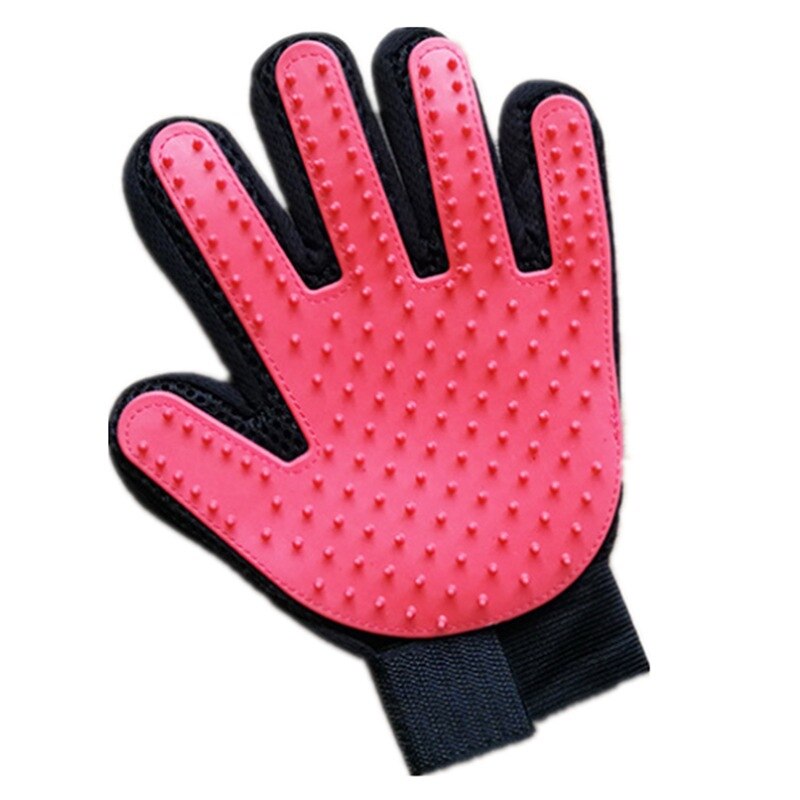 Hund Pflege Handschuh Katze Wolle Handschuhe Haustier Haar Entfernung Deshedding Pinsel Kamm Haustier Hunde Katzen Sauber Massage Haar Entferner Präparierte pinsel: PinkLeft