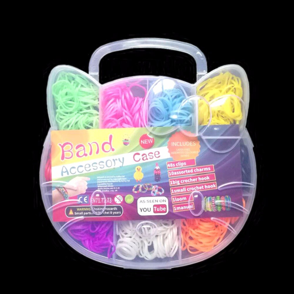 600pcs Boxed Loom Bands Make Woven Bracelets Girl Elastic Hair Rubber Bands DIY Bracelets Children Toy Braided Artcraft: KT Box