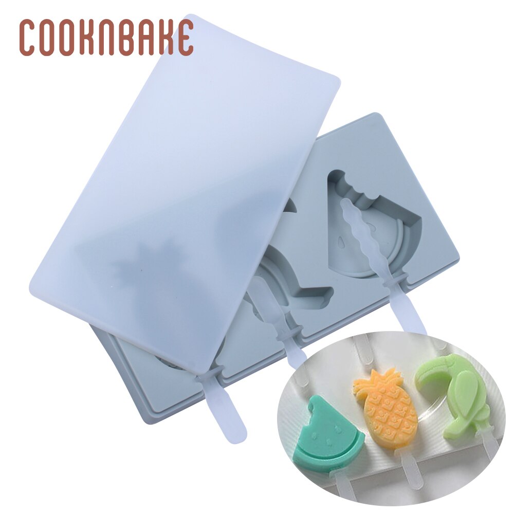 COOKNBAKE Silicone Ice Cream Maker Ice Cube juice bar Summer paw shape cake decoration form children ice lolly tray with stick: CDY-229