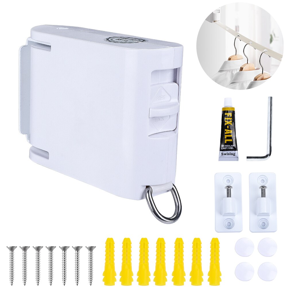 Retractable Washing Line Clothesline With Hanger Hole Multifunction Rotatable Rope Drying Rack Balcony Clothes Line Indoor 1pc