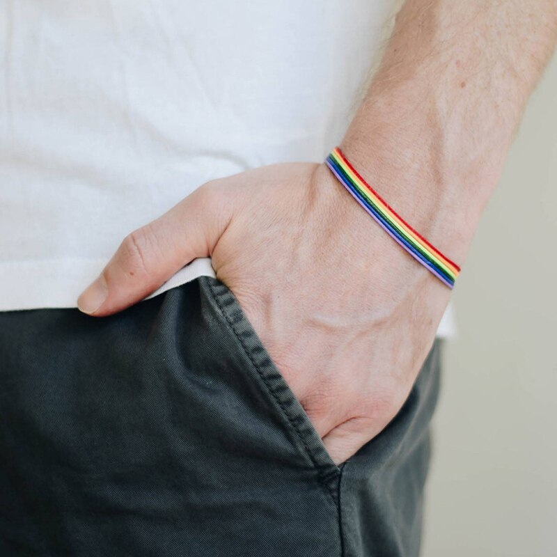 1Pc Vintage Touw Ketting Charme Armband Mode Gay Pride Regenboog Armband Vriendschap Armband Voor Mannen Vrouwen