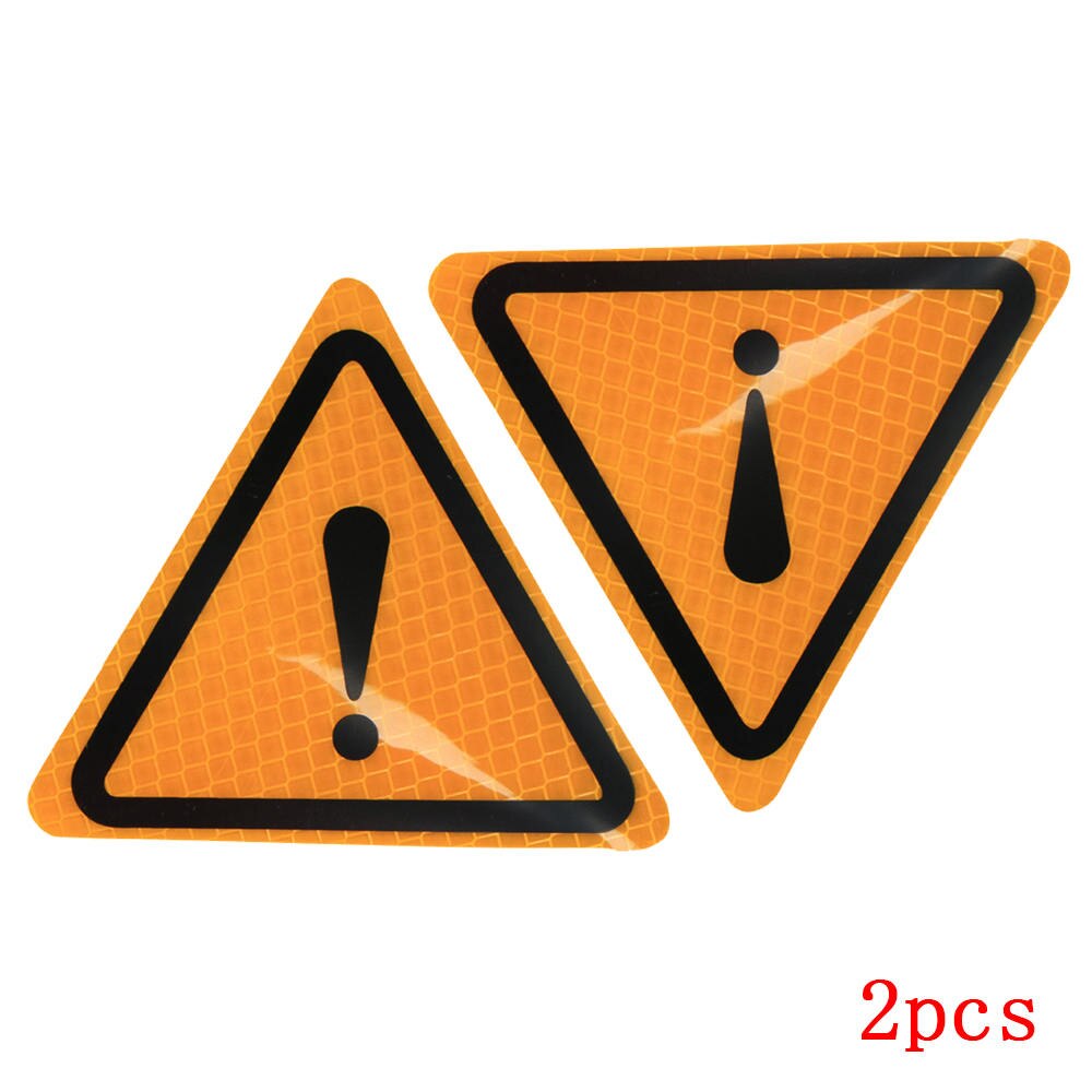 2PCS Car Auto Caution Sticker Exclamation Mark Warning Triangle Stickers Decor Reflective Warning Sticker Car Decoration