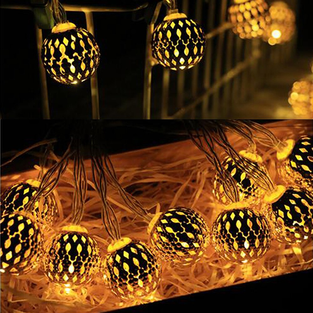 Guirlande solaire à 20 LED avec boules de cristal, éclairage féerique, luminaire décoratif d&#39;extérieur, idéal pour un jardin ou noël