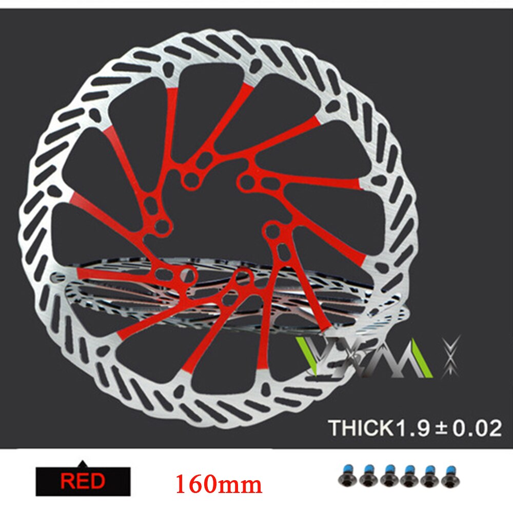 VXM Schijfremrotor 203/180/160/140/120mm 6 Inch G3 Rvs Rotor disc Voor Mountain Road Cruiser Fiets fietsonderdelen: Red  160MM