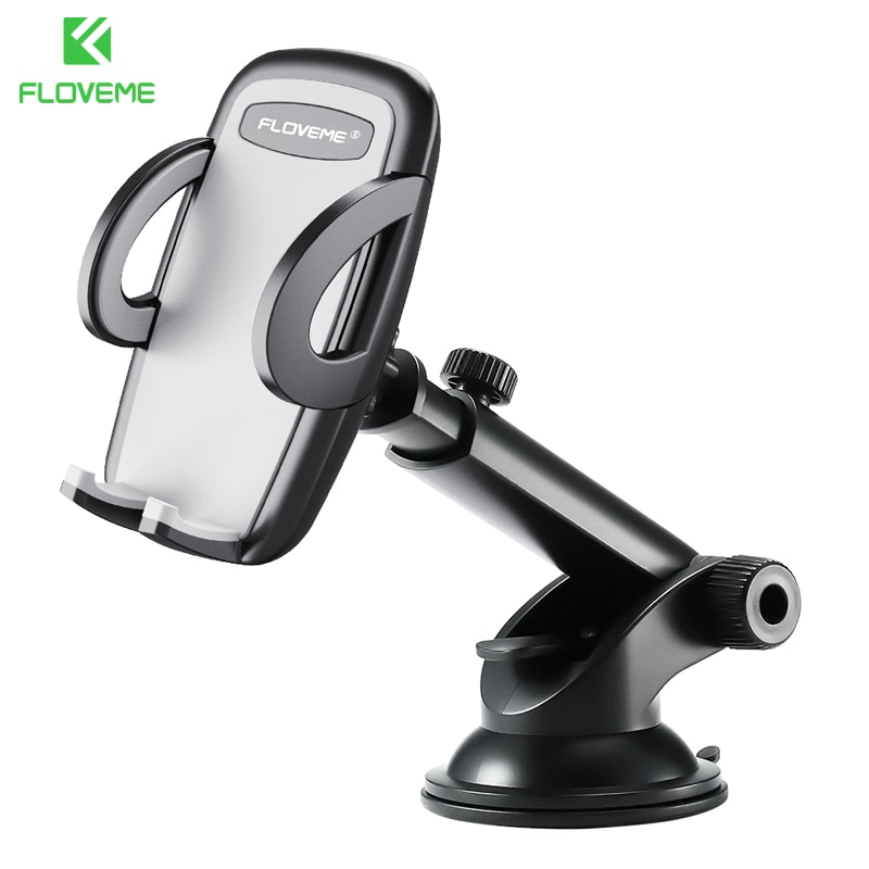 FLOVEME Car Phone Holder For iPhone XS MAX XR X Xiaomi 360 Rotate Dashboard Windshield Car Mount Mobile Holder For Phone Stand: Mysterious Grey