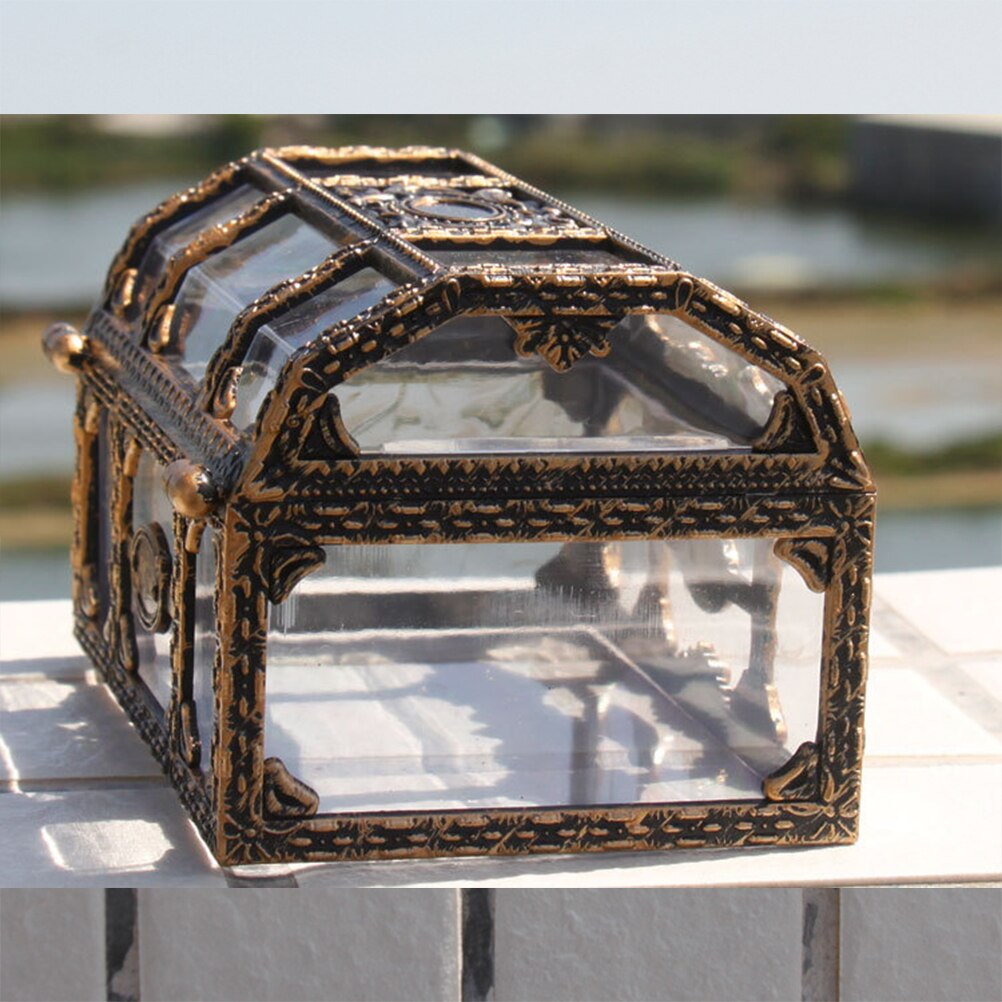 Plastic Transparent Pirate Treasure Box Crystal Gem Jewelry Box Storage Organizer Chest Box Treasure For Jewelry Gem Trinket Box